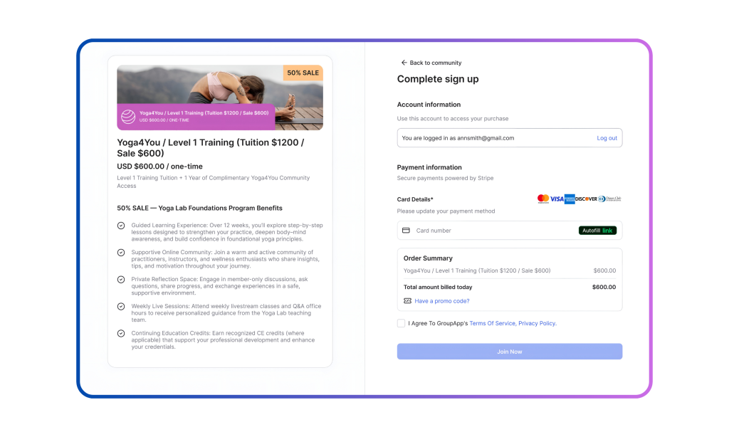 monetization settings on GroupApp